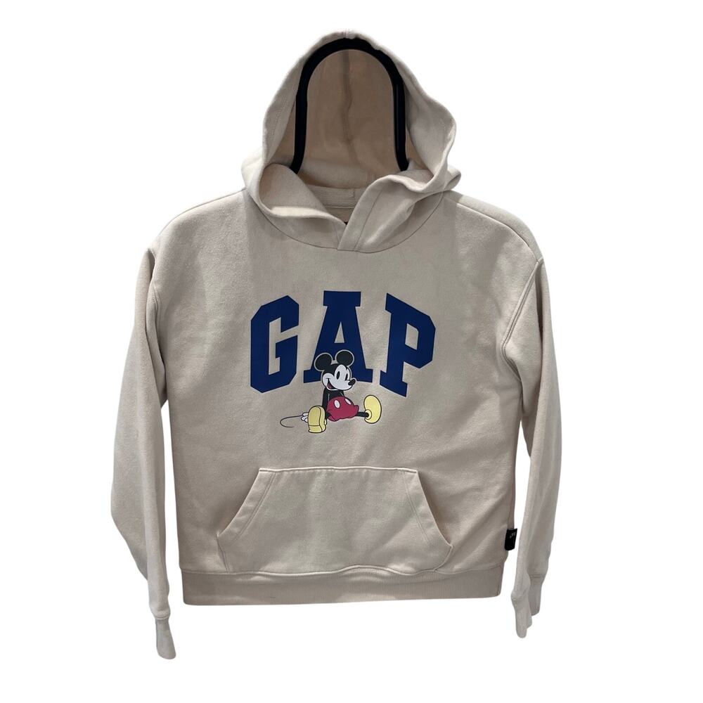 Gap × Disney Classic Mickey Mouse Logo Hoodie Beige Kids Size Large